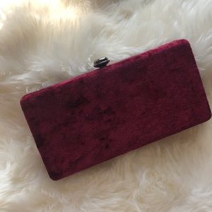 Neiman Marcus Burgundy Velvet Clutch